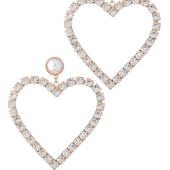 Open Heart Pearl Earrings - Picture 1 of 2
